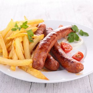 Fried Beef Sausage with Fries